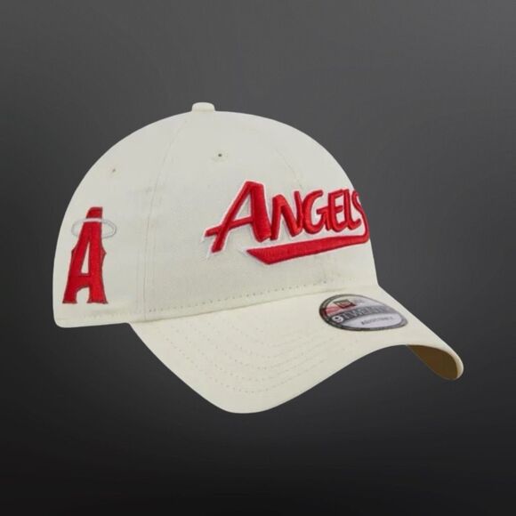 New Era Los Angeles Angels Throwback 9TWENTY Adjustable Back Hat White/Red - Picture 2 of 7